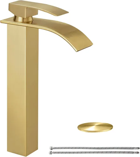 Miniatura 10 de Hoimpro Grifo de Baño en Cascada con Líneas de Suministro cUPC, Grifo de Lavabo de Baño de Una Sola Manija, Grifo de Tocador Vessel para RV