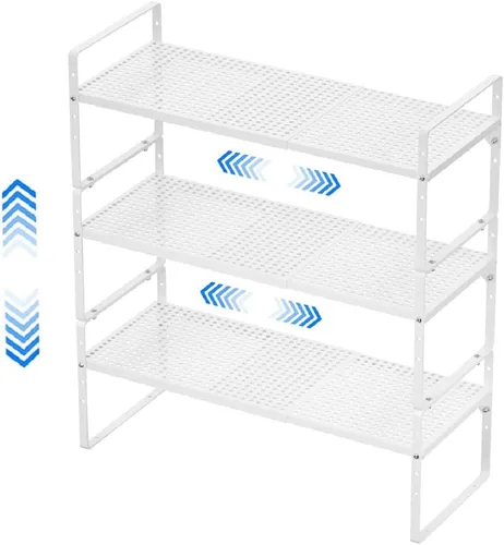Estante expandible para gabinete, organizador grande de armario de cocina, estante apilable para despensa, organización y almacenamiento para cocina