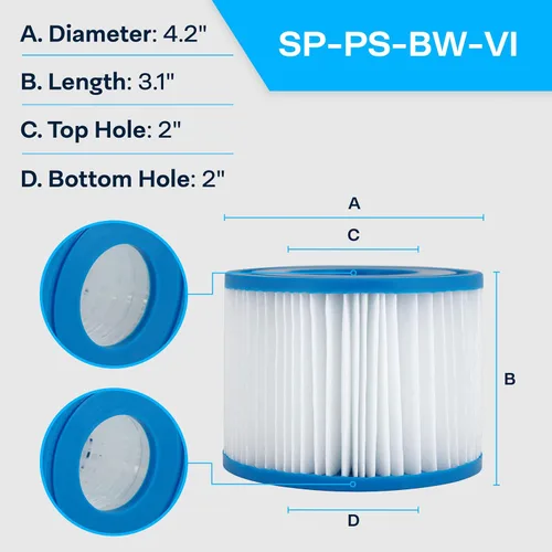 Miniatura 2 de SpiroPure Cartucho de repuesto para BestWay Coleman SaluSpa Type VI 90352E 90424E Intex Type VI Hot Tub Spa Pool Cartucho de repuesto (paquete de 12)