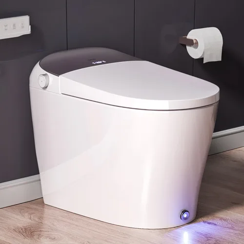 EPLO Inodoro Inteligente - Asiento Calentado Alargado, Descarga Automática, Descarga con Patada, Lavado Cálido, Inodoro Moderno de Una Pieza con DP7