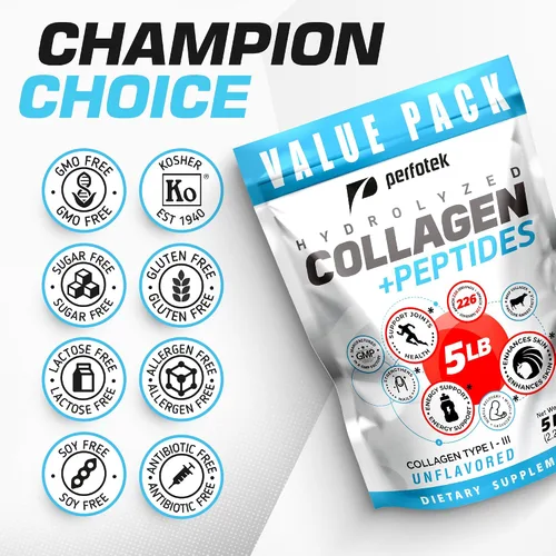 Miniatura 6 de Colágeno en polvo para mujeres y hombres (5 libras) Tipos I y III sin sabor, fácil de mezclar, péptidos de proteína hidrolizada sin OMG, alimentados