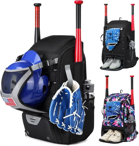 Bolsa de Sóftbol, Bolsa de Bate de Sóftbol para Jóvenes y Adultos, Bolsa de Béisbol con Gancho de Cerca para Bate de TBall y Equipo, Mochila Ligera