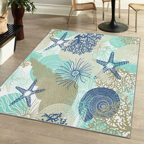 Miniatura 13 de Tritard Alfombra de pasillo costera de 2 x 6 pies, alfombra náutica para pasillo de cocina, con temática de playa, antideslizante, lavable a C1
