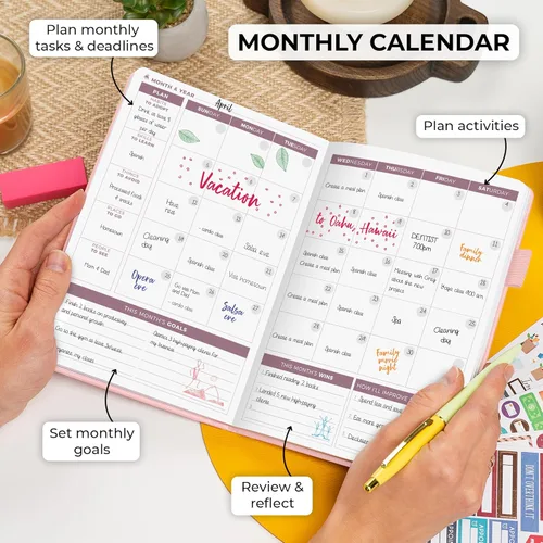 Miniatura 4 de Clever Fox Planner 2ª Edición – Agenda Semanal y Mensual Colorida para Establecer Objetivos, Organizador de Gestión del Tiempo y Productividad, Sin
