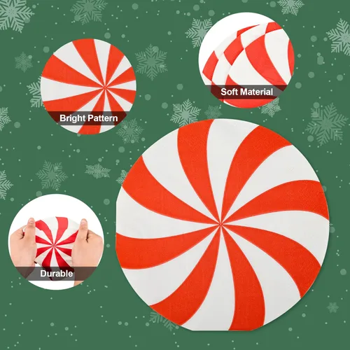 Miniatura 3 de Servilletas de papel de Navidad, 100 servilletas desechables de caramelo de menta redondas, piruletas de Navidad, decoración de vajilla, servilletas
