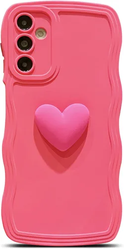Miniatura 18 de Funda para Samsung Galaxy S22 para mujer, linda funda Kawaii 3D Love Heart color sólido rizado ondulado lente de cámara cubierta a prueba de golpes
