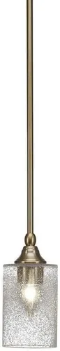 Miniatura 109 de Toltec Lighting Tallo Colgado Mini colgante, acabado de cobre negro, 3.5" cuadrado humo burbuja vidrio