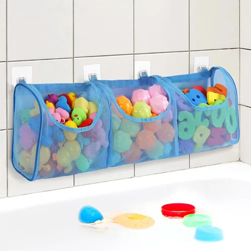Miniatura 12 de Goowin Almacenamiento de juguetes de baño, soporte para juguetes de baño, organizador de juguetes de baño con aberturas grandes de 3 compartimentos