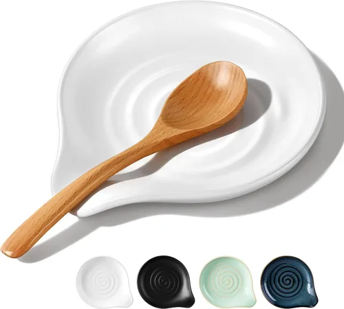 Miniatura 15 de Herogo - Soporte de cuchara de acero inoxidable negro para estufa de cocina, soporte grande para espátula de cocina con parte inferior cuadrada