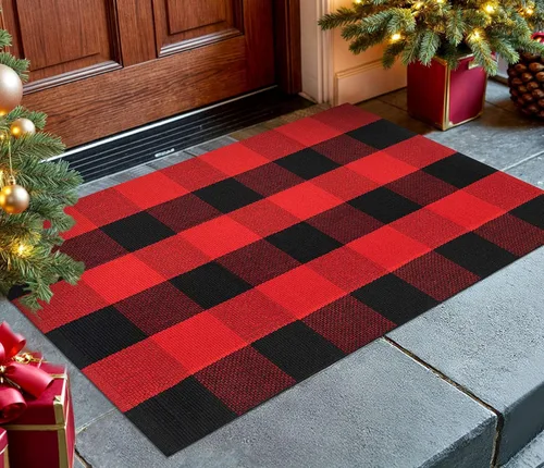 Miniatura 44 de KOZYFLY Alfombra de Área de Cuadros Buffalo 4 x 6 Pies Alfombra a Cuadros Blanco y Negro Lavable Alfombras para Exteriores Alfombras de Algodón