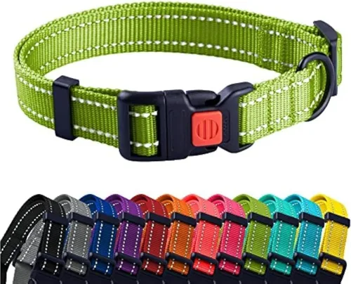 Miniatura 50 de CollarDirect Collar reflectante para perro o cachorro pequeño, mediano y grande con hebilla de liberación rápida, para machos y hembras, nailon Rojo