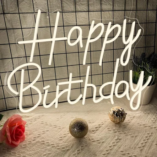 Miniatura 9 de Letrero de neón de feliz cumpleaños para decoración de pared, luces de neón de feliz cumpleaños coloridas, luz de neón LED de cumpleaños para telón