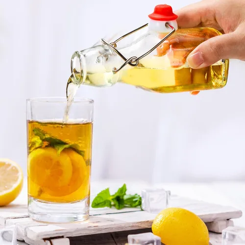 Miniatura 3 de Tebery Paquete de 15 botellas de cerveza de 5 onzas con tapas fáciles a prueba de fugas, botellas cuadradas de vidrio para kombucha, kéfir, extracto