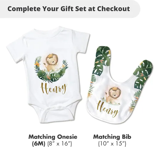 Miniatura 5 de Mantas de bebé personalizadas para niños, regalos personalizados para bebés con nombre, manta de forro polar suave y ligera (león bebé)