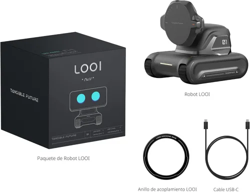 Miniatura 7 de LOOI Robot-Space Black-AI Compañero de escritorio, interacción de voz ChatGPT y Gemini, comprensión visual, personalidad y memoria, carga
