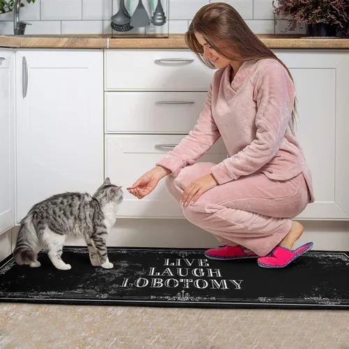 Miniatura 7 de Juego de 2 Alfombrillas de Cocina Góticas - Alfombras de Cocina Antideslizantes de Halloween Espeluznantes Negras Alfombra Gótica de Calavera