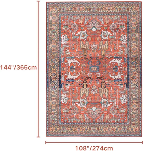 Miniatura 273 de Syalife 4x6 Alfombra Lavable para Área, Ultra Suave Antideslizante, Pila Baja, Alfombra Vintage Resistente a Manchas para Sala de Estar, Alfombra