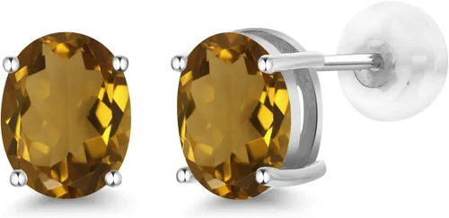 Miniatura 185 de Gem Stone King Aretes de oro de 14 quilates con piedra natal ovalada de 0.315 x 0.236 in Aretes de oro para mujer