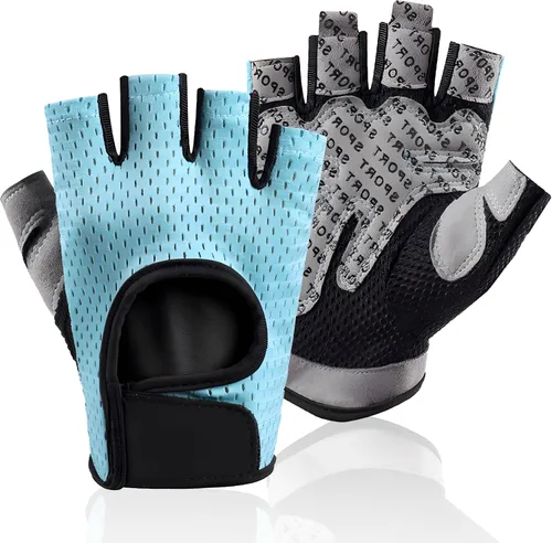 Guantes de ciclismo para hombres y mujeres, sin dedos, transpirables, guantes de ciclismo antideslizantes que absorben los golpes, acolchados para