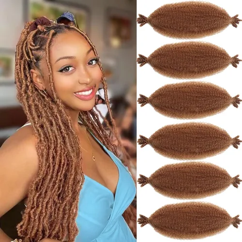 Miniatura 44 de Marley Twist - Cabello trenzado marrón Spring Twist de 18 pulgadas, cabello Marley para rastas suaves de imitación mariposa, cabello trenzado rizado