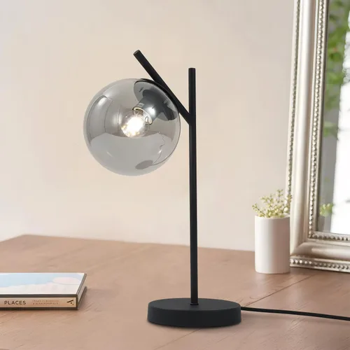 Miniatura 10 de Juego de 2 lámparas de mesa de globo, lámpara de escritorio de latón y vidrio con pantalla de vidrio blanco lechoso, lámpara de pie contemporánea