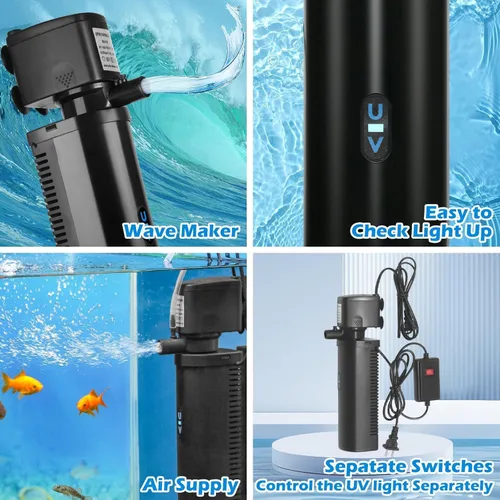 Miniatura 5 de Hypool Filtro de acuario U-V de 600 GPH para tanque de peces grande de 100 a 500 galones, bañera de inmersión fría, filtro de estanque de piscina