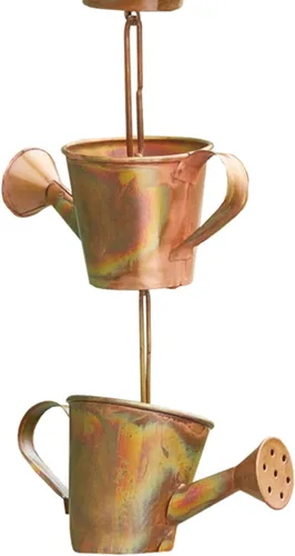 Miniatura 5 de Ancient Graffiti Cadena de lluvia de latas de riego de color cobre flameado, 5 "x 96" x 2.5