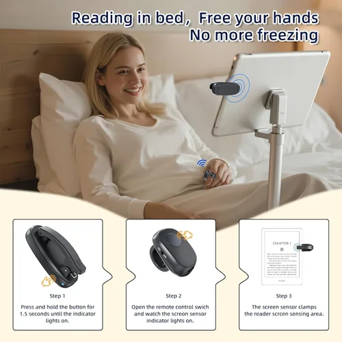 Miniatura 3 de Anillo giratorio de página para Kindle: controlador de clic para un cómodo giro de página con una sola mano, diseño estilo anillo para leer