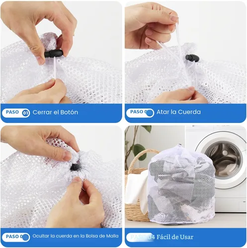 Miniatura 6 de 3 bolsas de malla para lavandería para lavadora, bolsas de malla jumbo para ropa delicada, ropa de cama, juguetes con cierre de cordón resistente