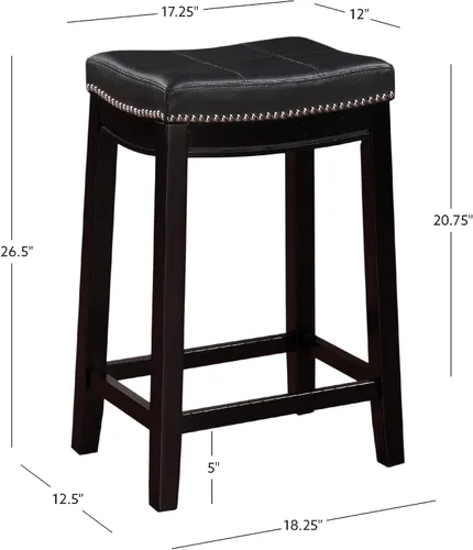 Miniatura 3 de Linon Claridge Taburete de mostrador, negro, 26 x 18 x 12.75 pulgadas