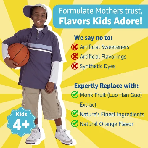 Miniatura 8 de Gomitas multivitamínicas para niños con hierro, sin azúcar, vitaminas diarias para niños + probióticos, Omega 3 de algas (EPA/DHA), A, C, D, metil