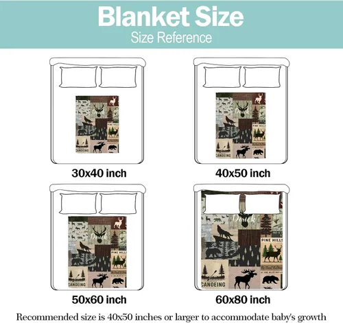 Miniatura 4 de Manta de bebé personalizada con nombre para niños y niñas, manta personalizada con temática de bosque, ropa de cama de franela suave para recién