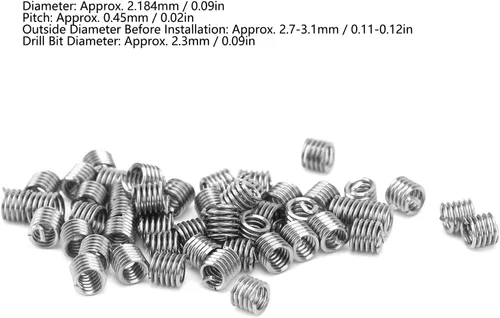Miniatura 5 de Kit de inserción de rosca de alambre de 50 piezas, acero inoxidable 304 NPT UNC 2-56 x 1-3D 0.435P Tornillos Surtido de manguitos helicoidales
