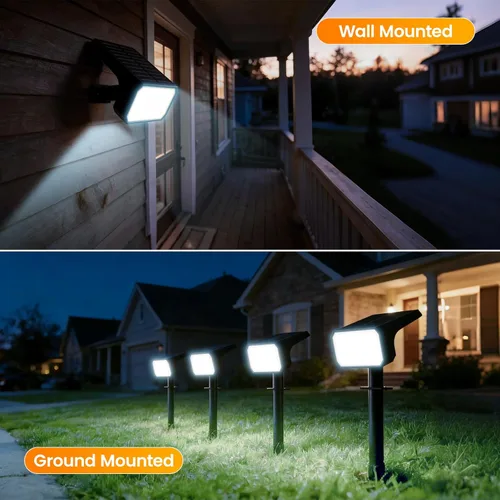 Miniatura 5 de Fabrito Paquete de 4 focos solares para exteriores, impermeables, IP67, [108 LED, 4 modos], focos del atardecer al amanecer con batería de 1500 mAh