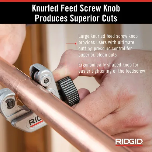 Miniatura 7 de Ridgid - CC247 RIDGID 40617 Modelo 101 Cortador de Tubos para Espacios Reducidos, Cortador de Tubos de 1/4 pulgada a 1-1/8 pulgadas Plateado
