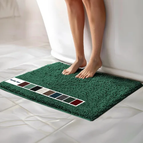 Miniatura 22 de Muddy Mat Alfombras de Baño de Chenilla de Microfibra de Secado Rápido Antideslizantes Lavables, Extra Gruesas, Suaves y Altamente Absorbentes Gris
