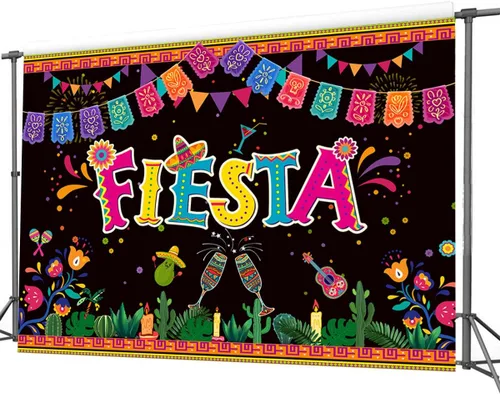 Miniatura 4 de CHAIYA Fondo temático de fiesta mexicana de 7 x 5 pies para fiesta mexicana, fiesta de cumpleaños, cinco de mayo, telón de fondo de carnaval