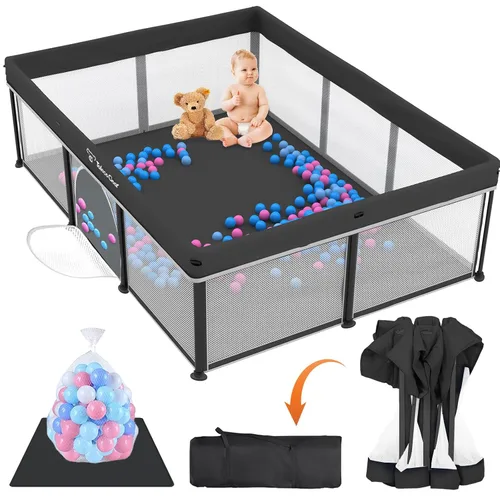 Miniatura 8 de Corral de juego plegable para bebés Taleco Gear con alfombra, 50''x50'' corral para bebés y niños pequeños, corral para bebés con puerta