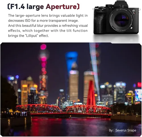 Miniatura 6 de TTartisan Lente de inclinación F1.4 de 1.969 in, compatible con cámaras Sony E-Mount sin espejo de fotograma completo Alpha a7 a7II a7III a7R a7RII
