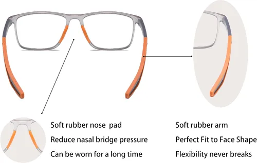 Miniatura 4 de Gafas de lectura para hombre, 2 pares, estilo deportivo, cómodas y flexibles, con bloqueo de luz azul, lectores para hombres Negro & gris