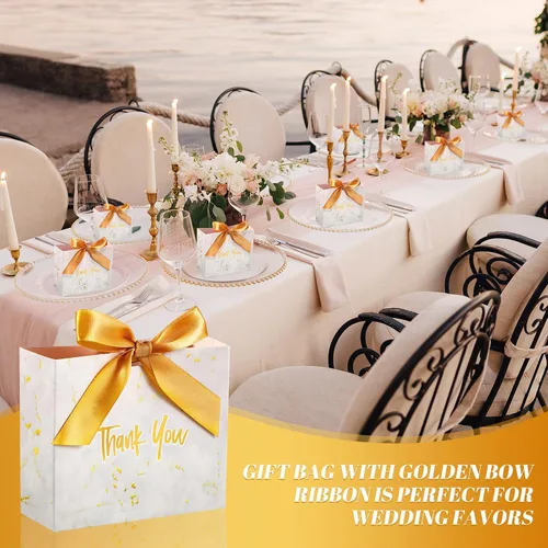 Miniatura 3 de Mimorou Paquete de 80 pequeñas bolsas de regalo de agradecimiento, bolsas de papel para recuerdos de fiesta a granel con cinta de lazo, 4.5 x 1.8 x