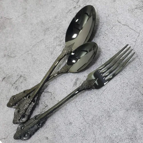 Miniatura 3 de Juego de cubiertos de 4 piezas, cubiertos de acero inoxidable 18/10, incluye cuchillo, tenedor, cuchara, cuchara de té, pulido con espejo, apto