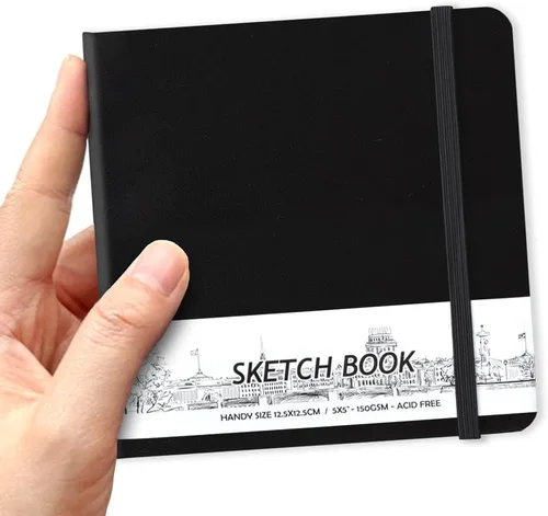 Cuaderno de bolsillo cuadrado de 5 x 5 pulgadas con tapa dura de poliuretano de cuero, 58 hojas de papel beige Dowling de 150 g/m², libre de ácidos,