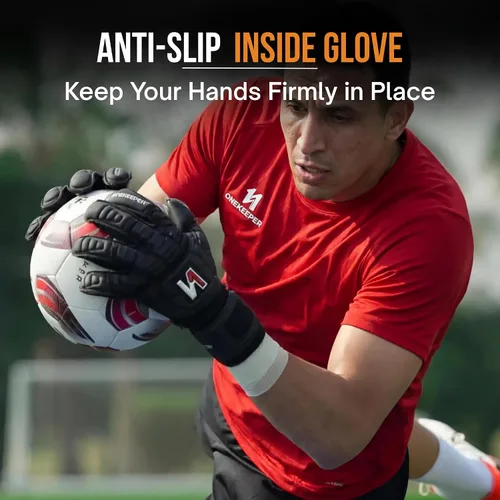 Miniatura 6 de ONEKEEPER Guantes de portero de nivel profesional sólido blanco o negro para niños, jóvenes y adultos, guantes de portero de fútbol GK Látex