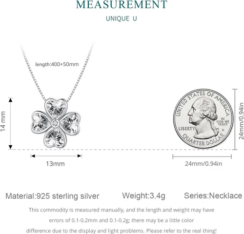 Miniatura 5 de NINGAN Collares de trébol de la suerte para mujer, plata de ley 925 5A+ CZ delicada joyería para mejores amigas, esposa, novia, cadena chapada