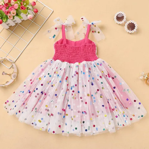 Miniatura 164 de IMEKIS Vestido de princesa de cumpleaños para niña pequeña, confeti brillante, bohemio, arco iris, pastel, sesión de fotos, traje para 1-6T