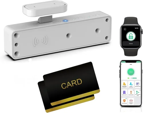 Miniatura 12 de eLinkSmart - Cerradura de cajón oculta para gabinete con tarjeta NFC RFID, aplicación Bluetooth, seguridad infantil, no requiere taladrar para Negro