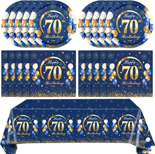 Miniatura 9 de Juego de 41 piezas de decoraciones de cumpleaños número 18 para él, temática azul y dorada, regalos de cumpleaños de 18 años, platos, servilletas
