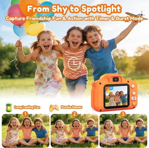 Miniatura 5 de PROGRACE Cámara de regalo para niños con tarjeta SD de 32G para niños y niñas de 3 a 12, 1080P HD, mini cámara digital Vlogging, cámara de video