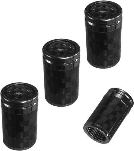 Miniatura 10 de Ziciner 4 piezas de cubiertas de tapones de válvula de neumático, tornillos de cubierta de tapón de aire de rueda de carbono para llantas de auto